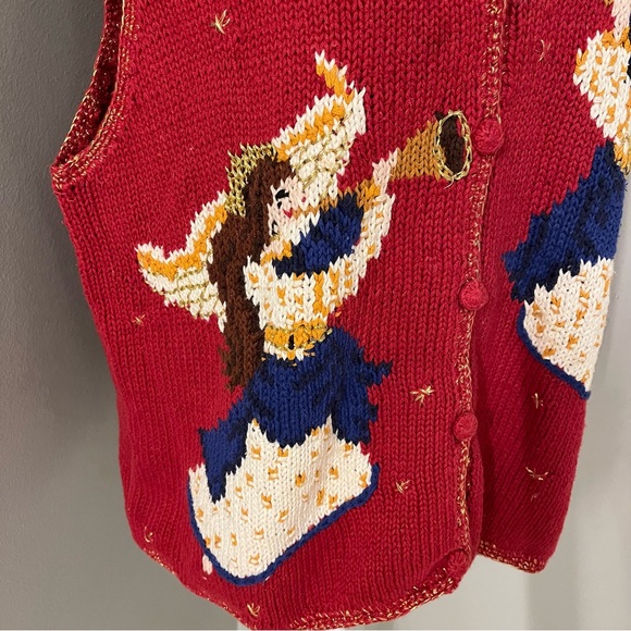 Hasting & Smith Womens Red Christmas Angels Holiday Festive Sweater Vest Size XL - Picture 4 of 14